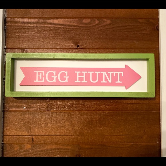 Easter Egg Hunt Sign, Green & Pink Arrow Egg Hunt Decor Sign, Tabletop or Wall - Picture 11 of 12